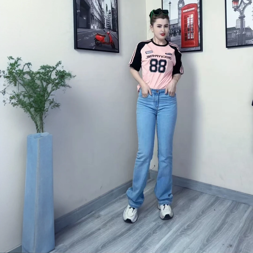 2025春夏季新款时尚百搭显高垂感高腰弹力休闲五一出游穿搭女装