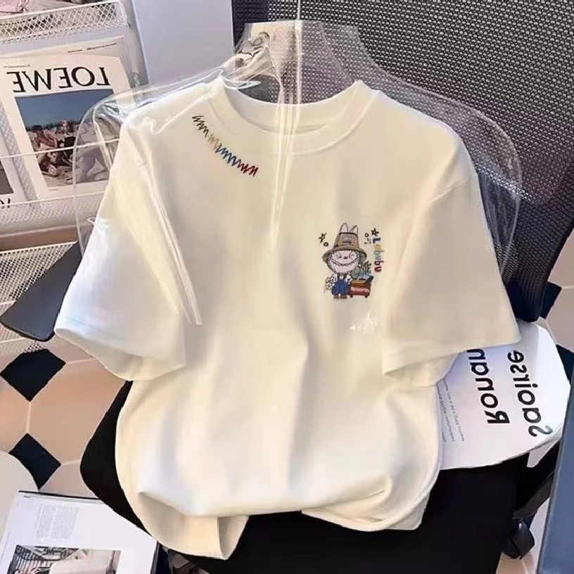 2025夏季短袖休闲上衣男女同款圆领印花T恤 草兔