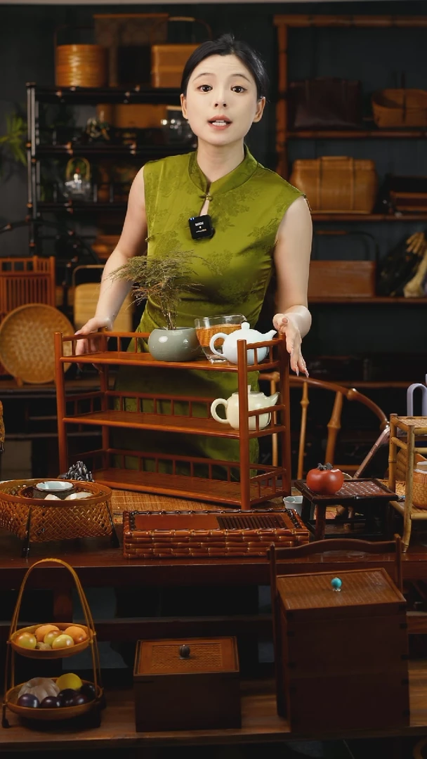 云迹50竹丝三层博古架