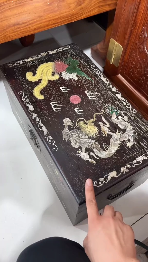 木矿*水龙凤呈祥大号收纳箱带锁
