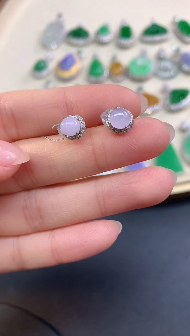 18K金镶嵌翡翠耳饰ES a3S1980