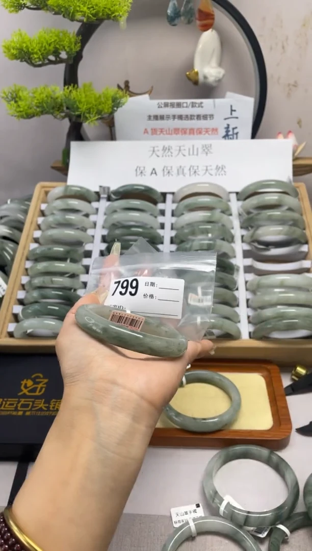 石英质玉（天山翠）手镯未镶嵌799