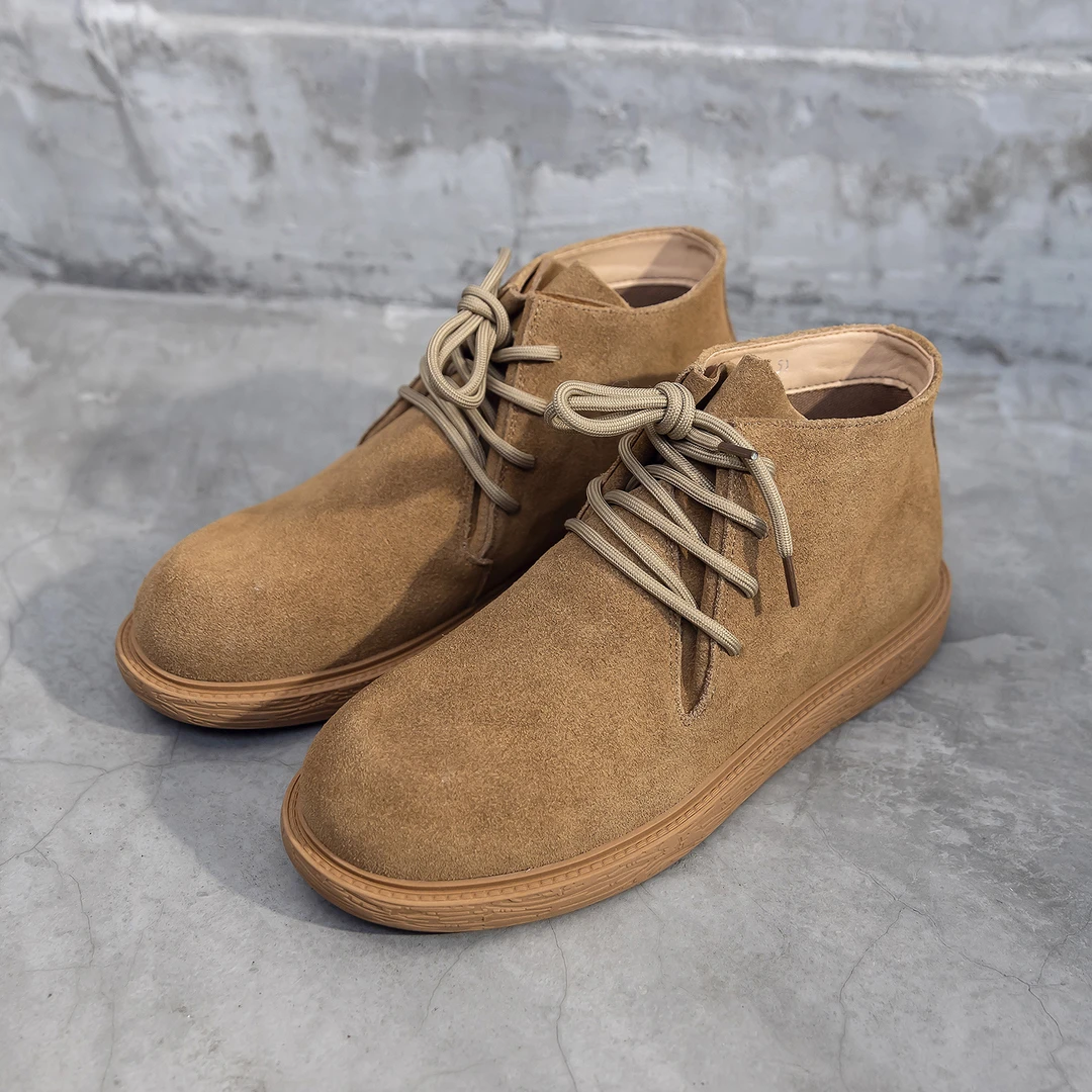 软底软面！加绒沙漠靴男2025秋冬新款真皮马丁靴男厚底高帮短靴