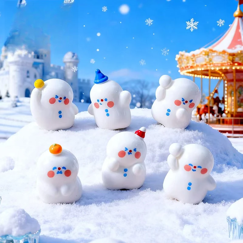 【许愿+对碰】圣诞节可爱小雪人树脂配件桌面办公摆件diy装饰品玩具