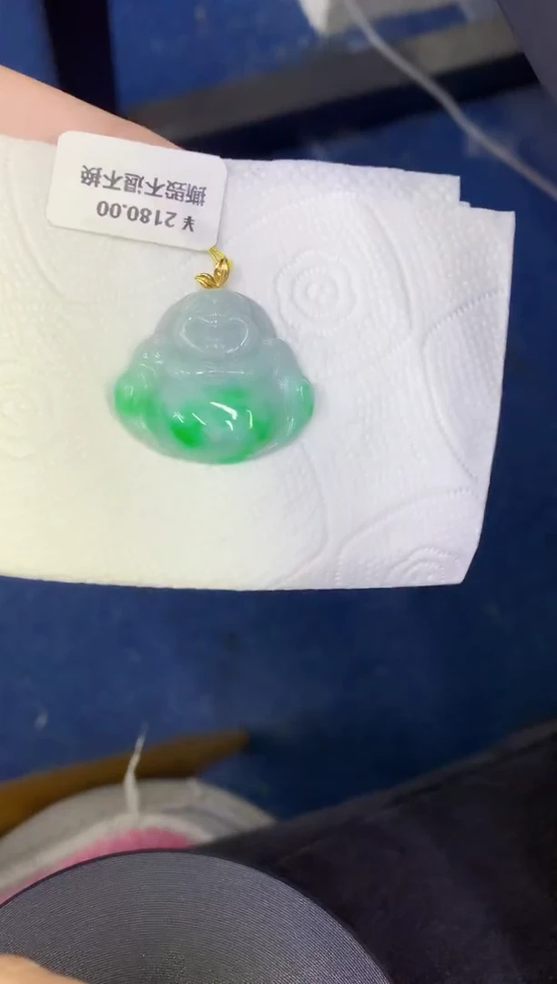 颈饰18K金镶嵌翡翠缅甸天然翡翠a货