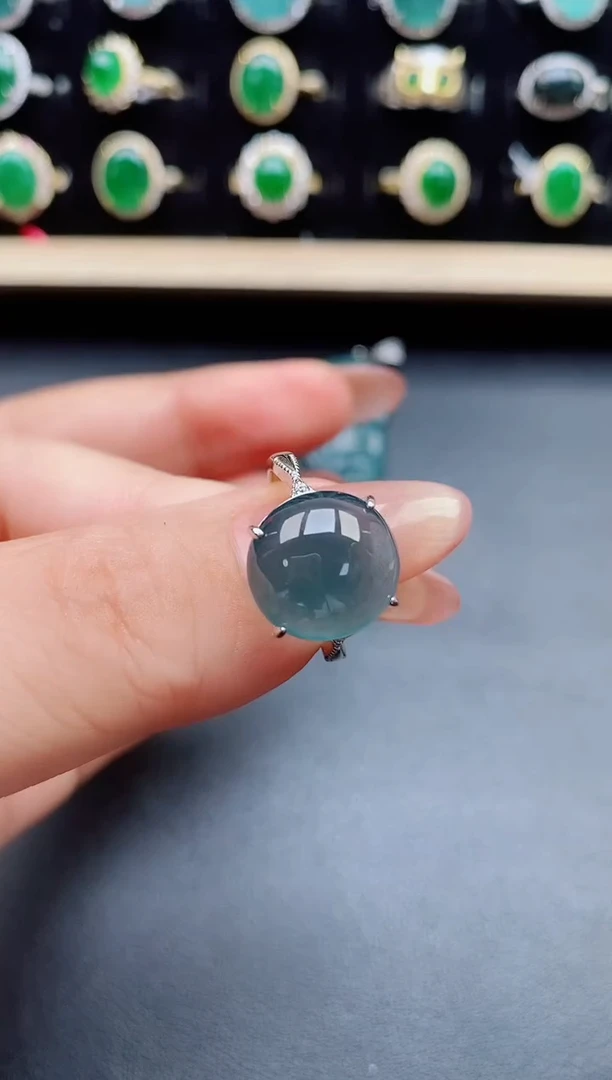 翡翠戒指银S925镶嵌32131