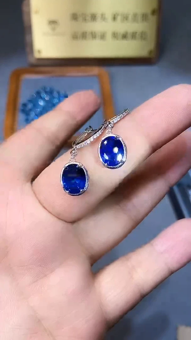 【闪购商品】蓝宝石耳饰银S925镶嵌354