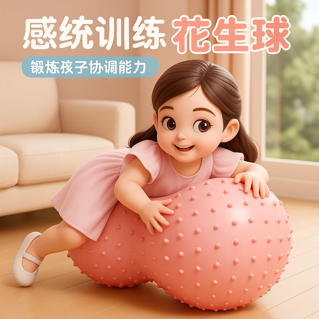 感统训练花生球婴儿早教加厚平衡大号颗粒瑜伽球按摩胶囊球大气球
