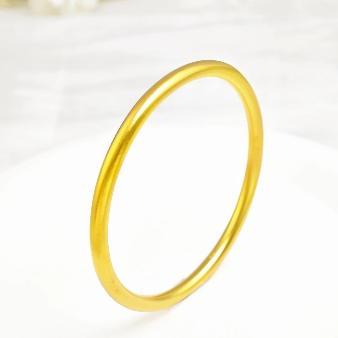 足银手镯 足银999新中式轻奢亮面素圈手镯时尚百搭