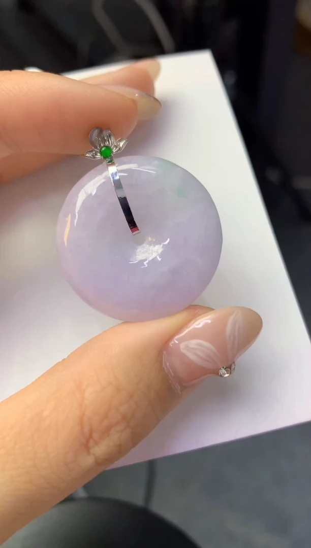 颈饰18K金镶嵌翡翠天然缅甸a货翡翠百元以上9元证书费自理