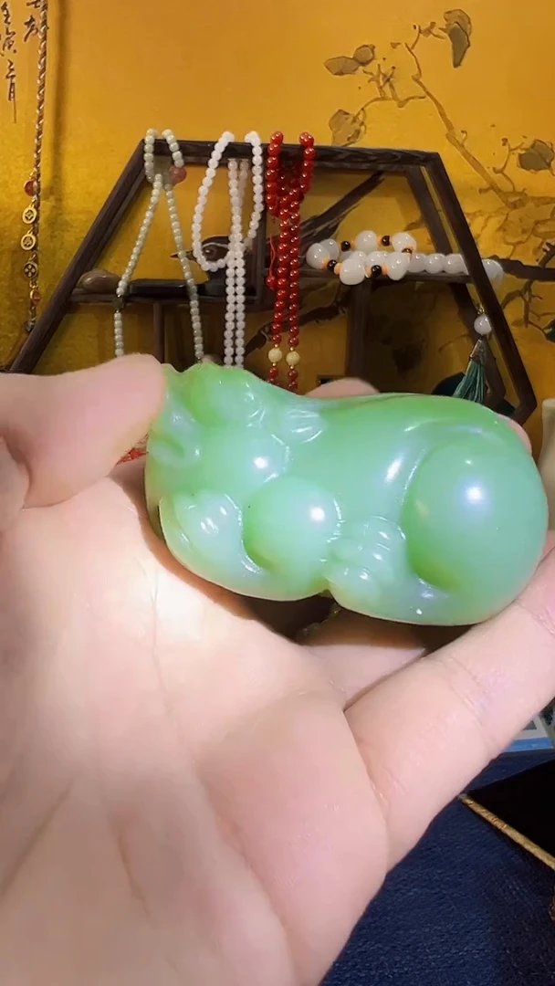 【闪购商品】和田玉（碧玉）挂件未镶嵌和田 碧玉貔貅把件（飞铃文玩）