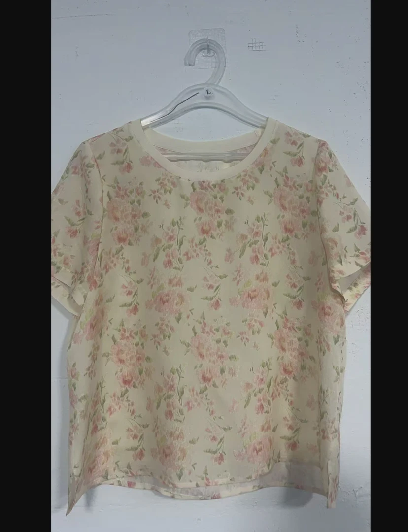 青娘子真丝时尚夏季独特显瘦圆领正肩简约T恤61144