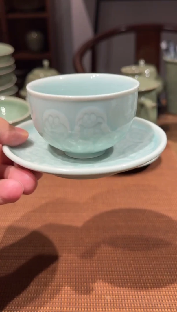天青色卡通猫一杯一托