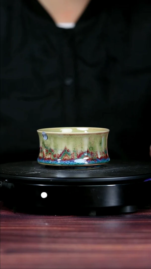 杯子瓷919#李盼龙一级品原矿钧瓷竹节见山杯