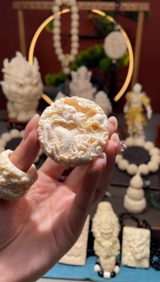 菩提根/象牙果吊坠【重工版】龙凤呈祥