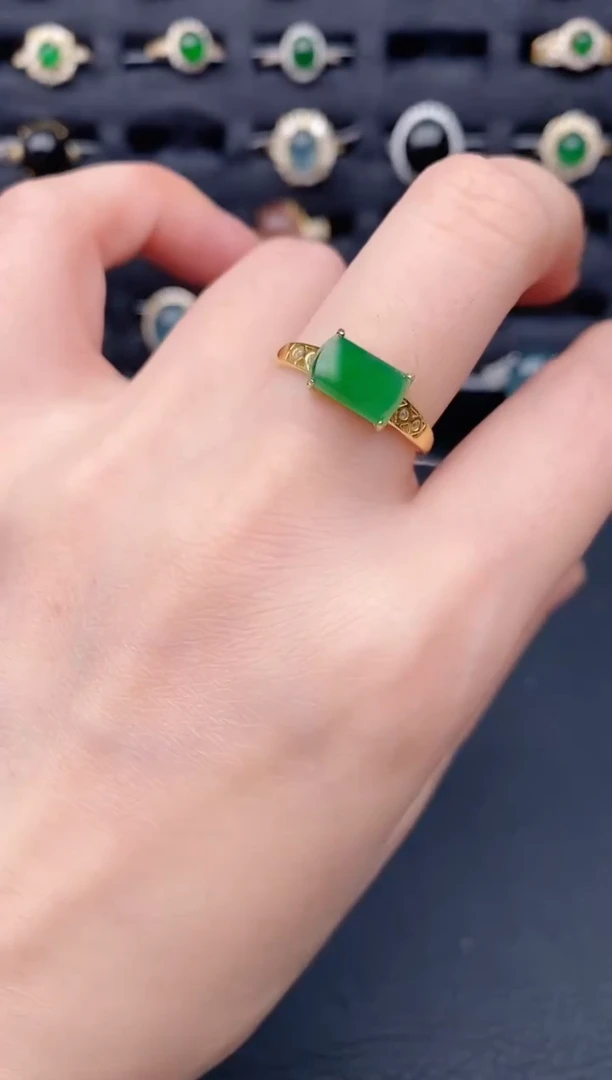 银S925镶嵌戒指翡翠天然a货翡翠49
