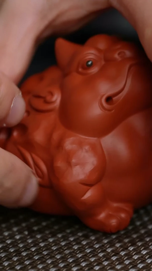 茶壶紫砂朱泥茶宠金蟾