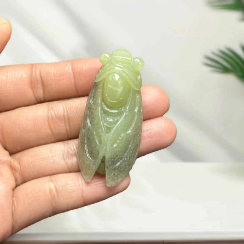 宜盛合和田玉黄口青花知了一鸣惊人挂件吊坠手工精雕节日生日礼物