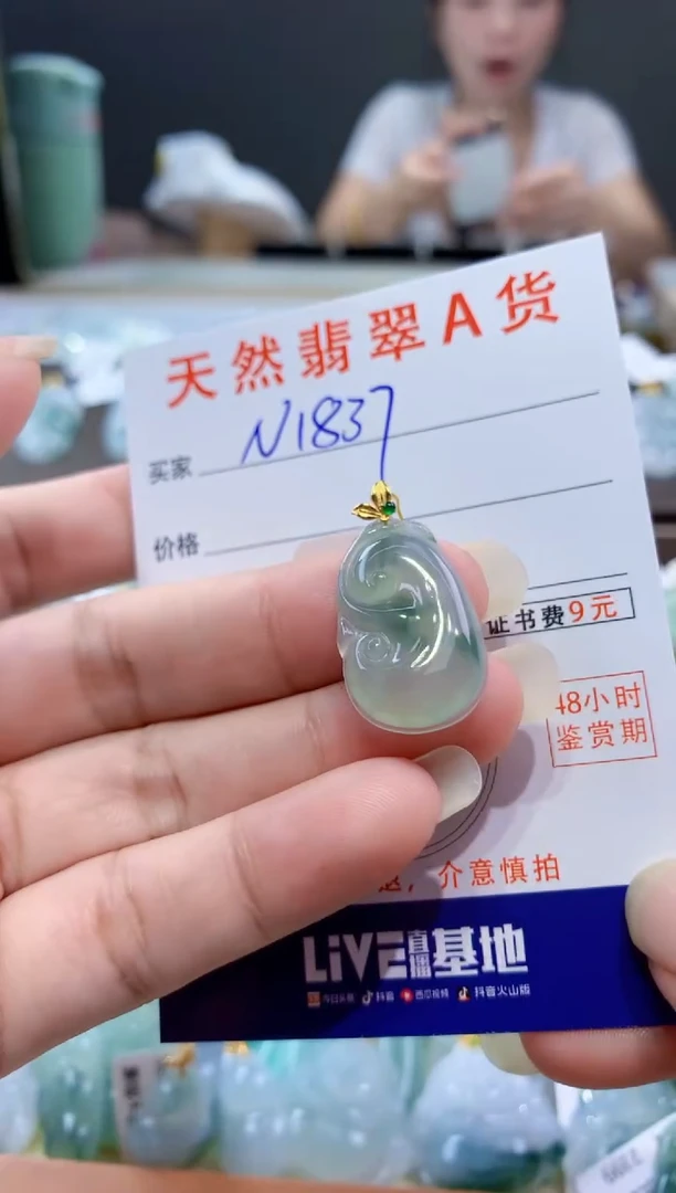 颈饰18K金镶嵌翡翠天然翡翠A货挂件
