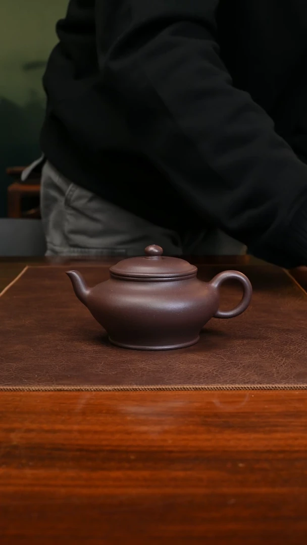 【闪购商品】紫砂茶壶景州虚扁底槽青200cc