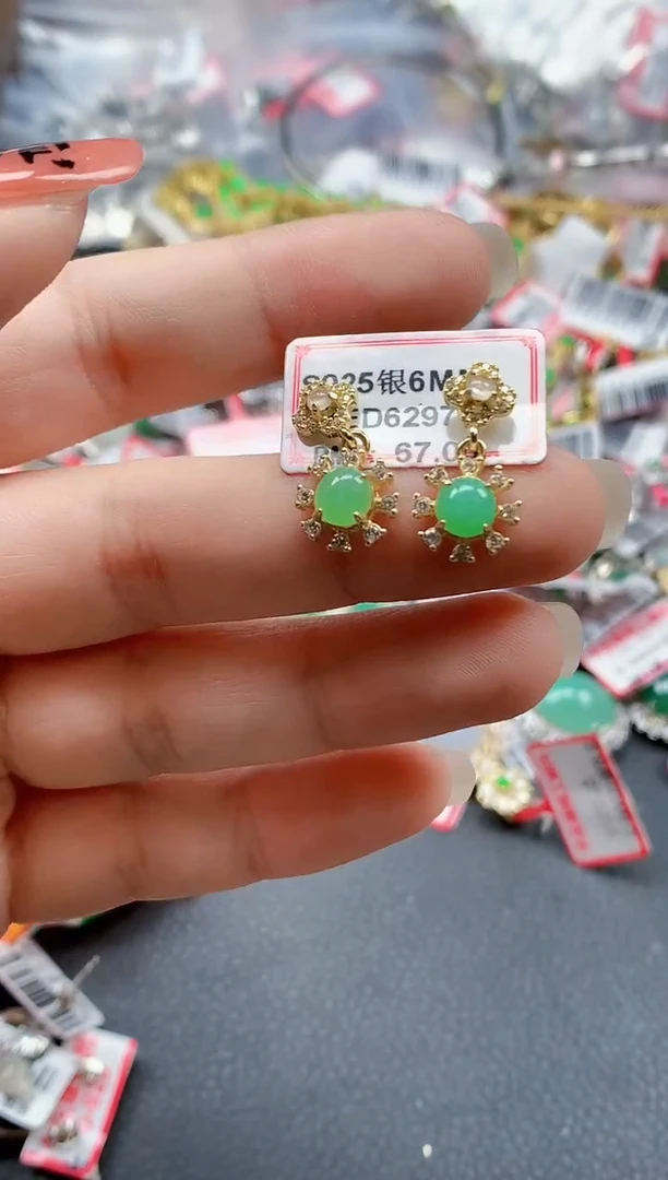 银S925镶嵌戒指翡翠天然A货缅甸翡翠