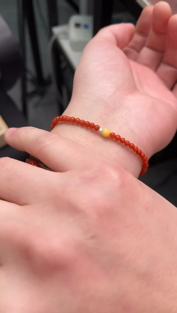 【闪购商品】南红玛瑙手串未镶嵌0.3南红单圈蜜蜡QF-A207