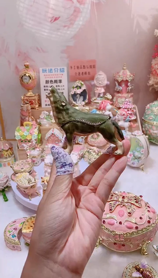 珐琅彩中古首饰盒摆件