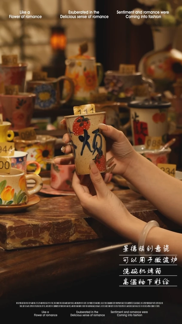 陶瓷景德镇高温手绘釉下彩设计师款式