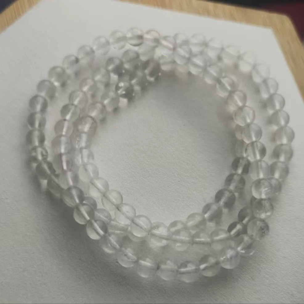 拉丝萤石白兔毛多圈手串