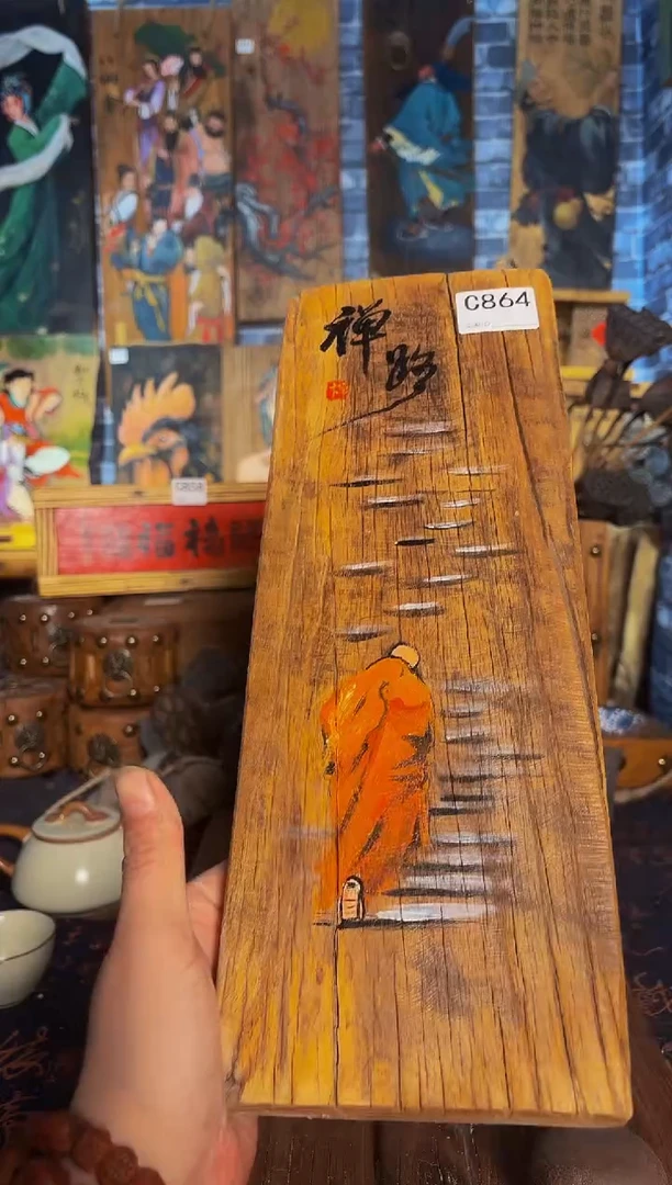 风化老门板丙烯画