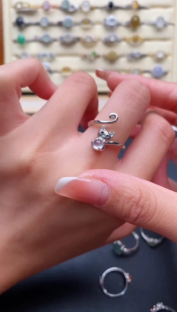 银S925镶嵌戒指翡翠8888888+3