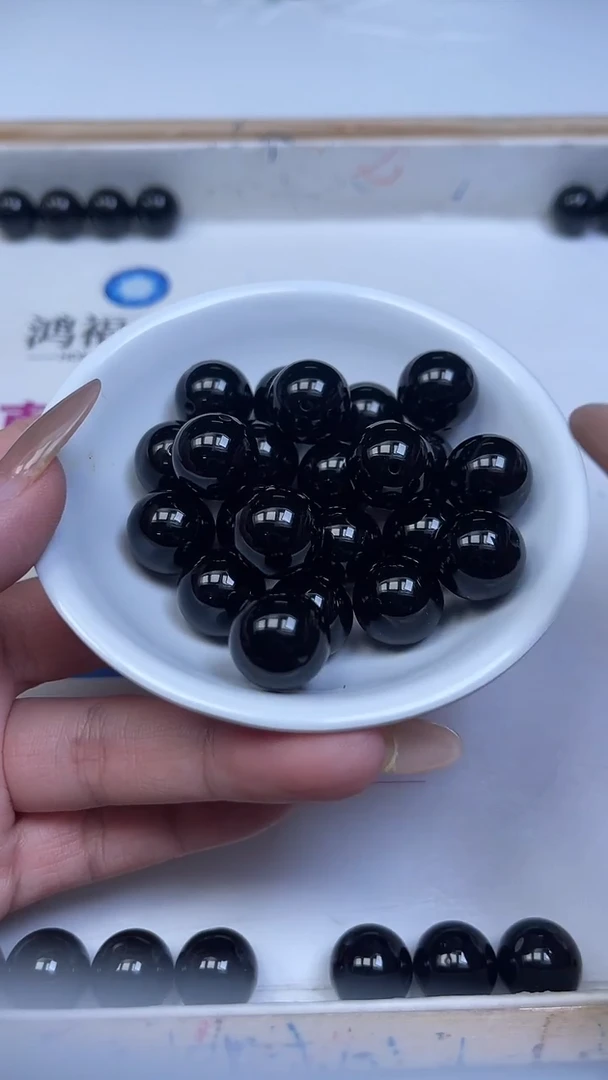 未镶嵌散珠玛瑙/玉髓B354 黑玛瑙14mm2颗8元