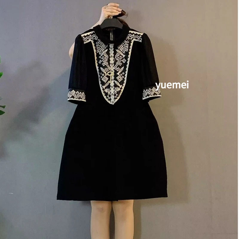 复古文艺遮肉显瘦宽松拼接连衣裙韩版夏天新款中长 Dresses