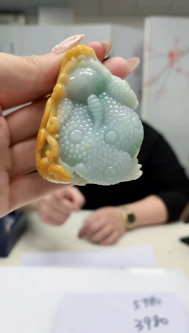 【闪购商品】定制翡翠未镶嵌5060jw-毛货手把件83赠底座