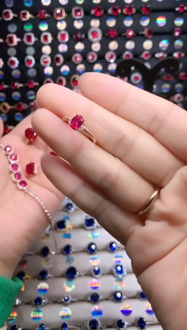 【闪购商品】红宝石戒指银S925镶嵌玫瑰金5.7