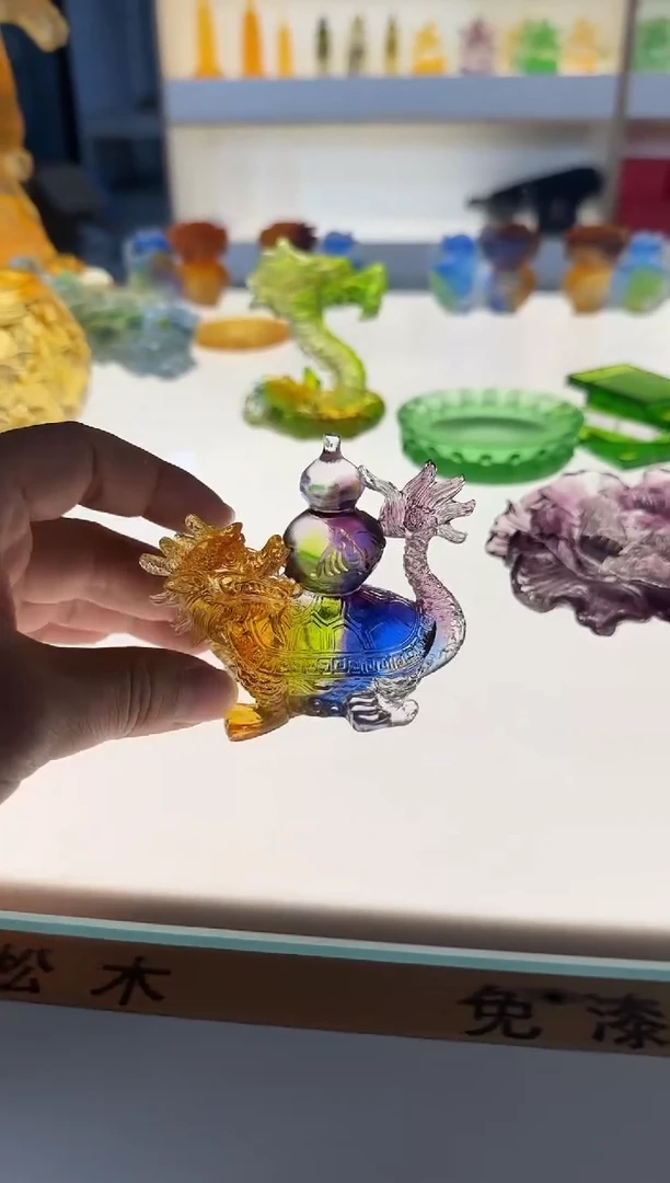 手工艺品琉璃古法琉璃福禄龙龟