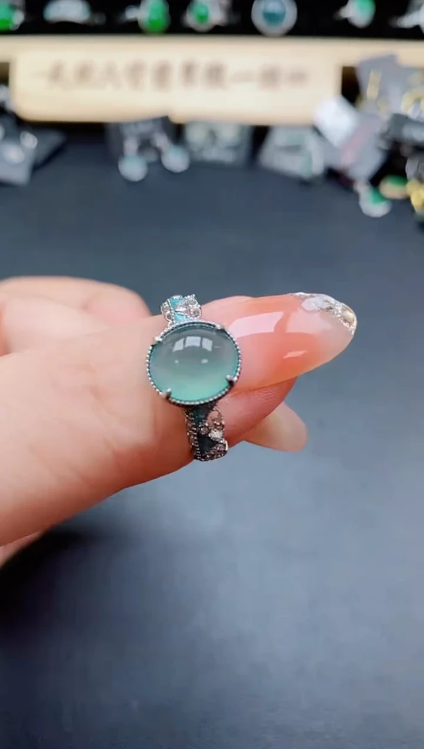 银S925镶嵌戒指翡翠1