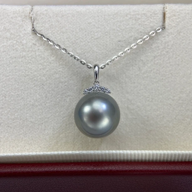 纯天然正宗海水大溪地吊坠18k金镶嵌睫毛新款时尚经典春夏吊坠