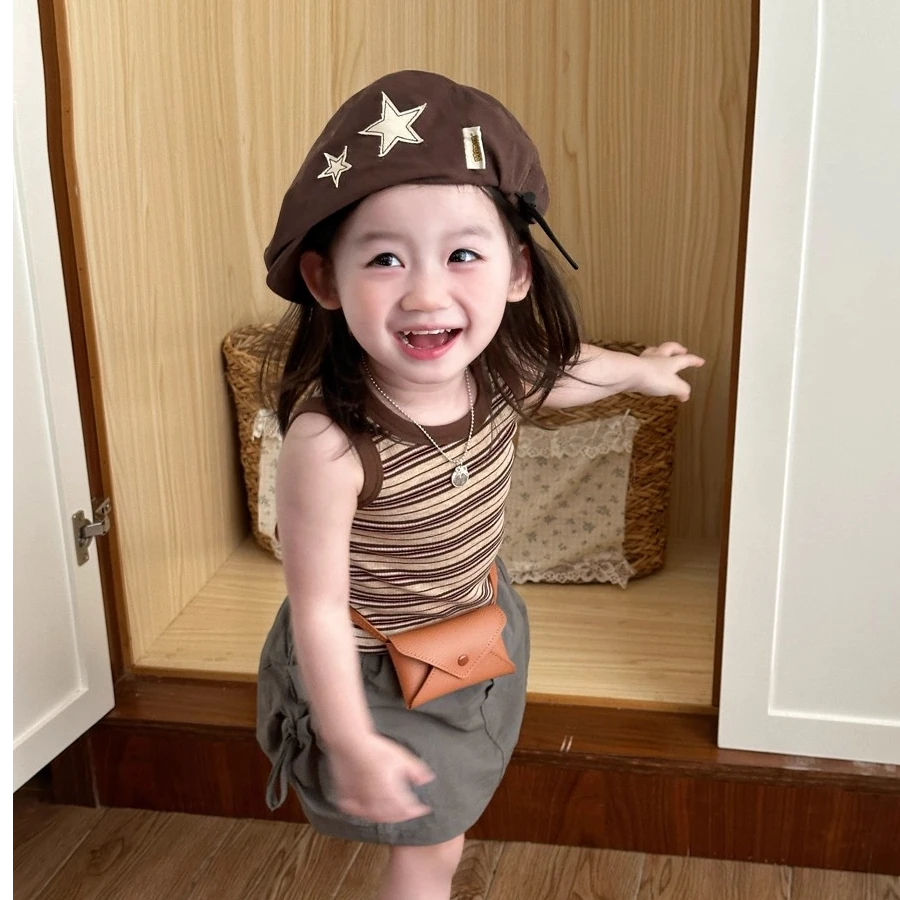 儿童美式复古星星前进帽宝宝英伦休闲百搭男女童贝雷帽婴儿帽子