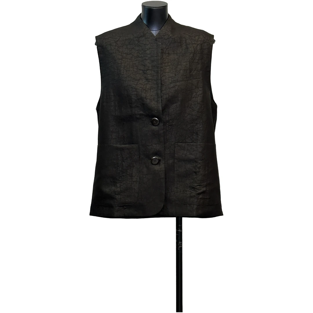 「利琪高订」国风新中式气质轻奢百搭龟纹马甲上衣A6642