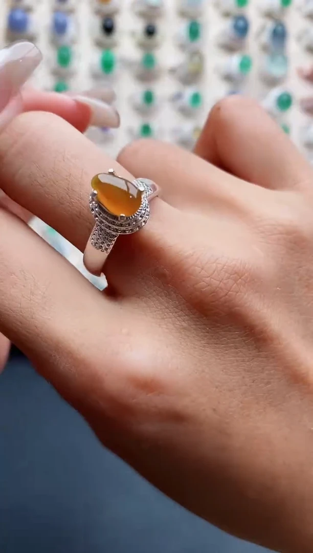 翡翠戒指未镶嵌天然缅甸翡翠A货222 5-8