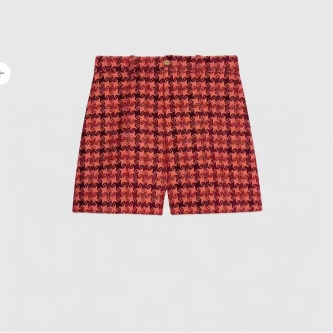 全新未使用 GUCCI/古驰 中国专享金银丝线格纹短裤/38