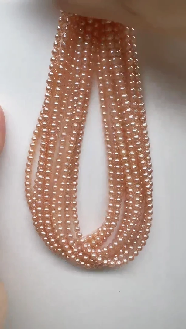 项链未镶嵌淡水珍珠中国红近圆小米4mm