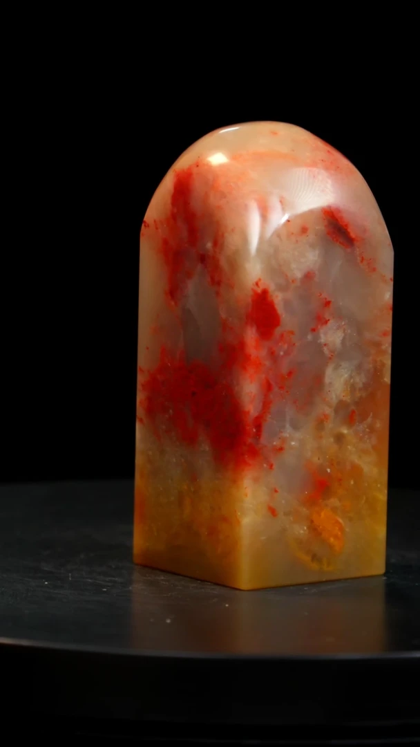 田黄石田黄红花印章