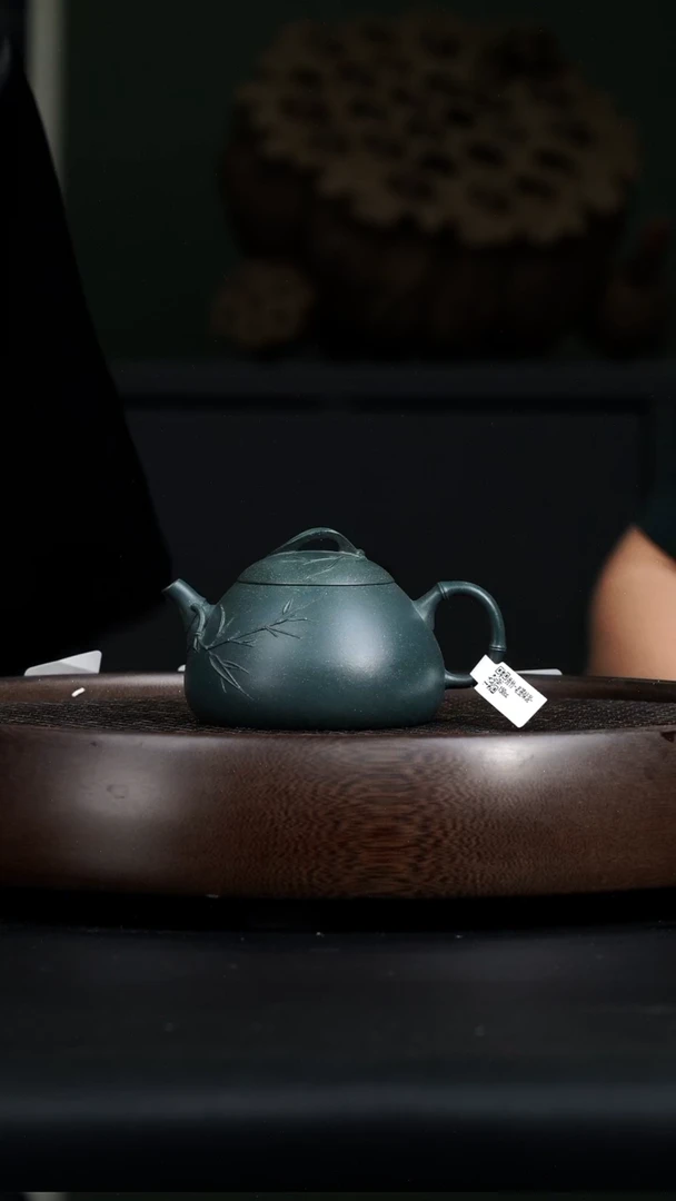 茶壶紫砂秀竹老墨绿泥150cc
