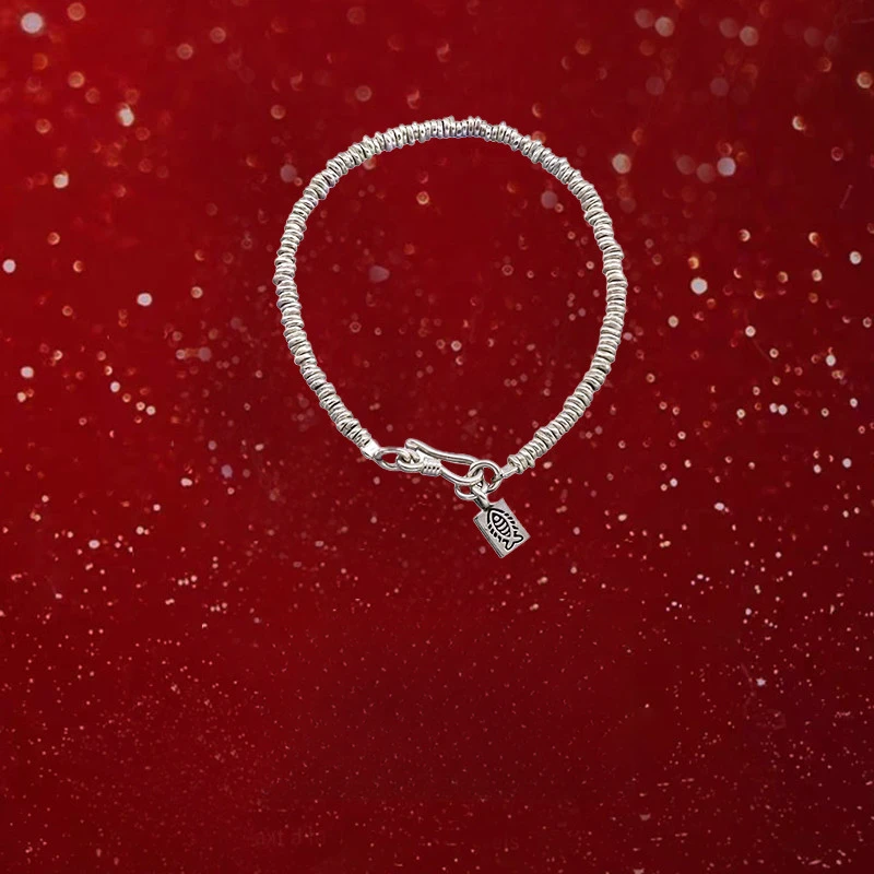 足银手链 9999银碎银古法小鱼盘缠手链女轻奢小众精致高级送女友