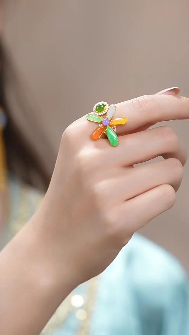 翡翠戒指银S925镶嵌新款