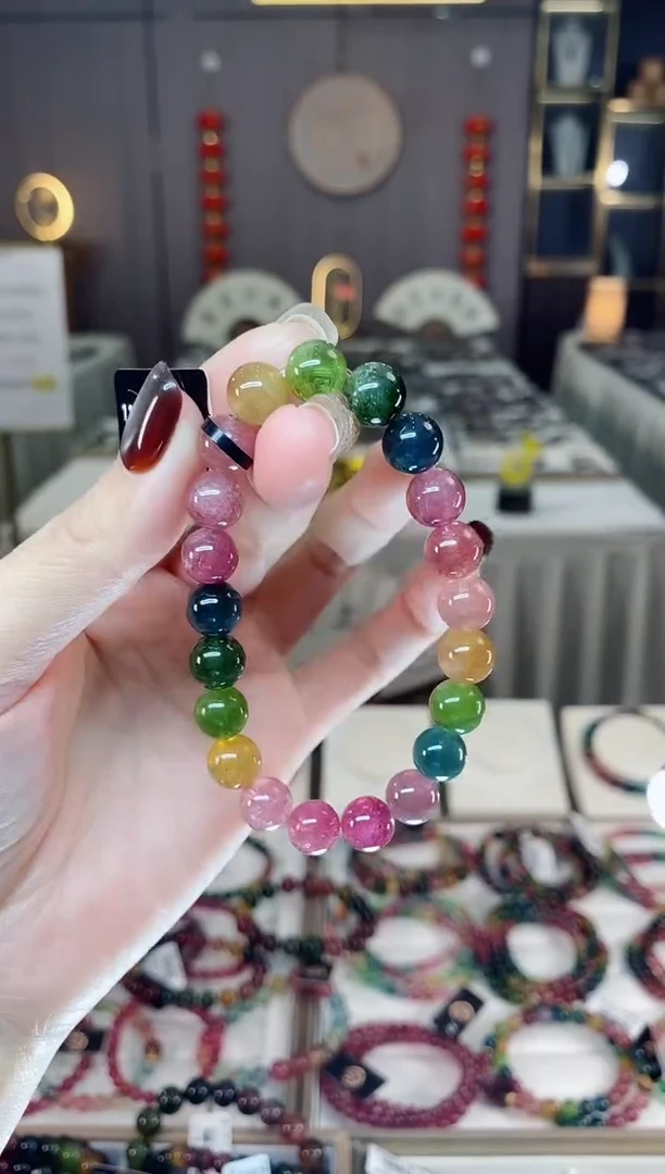 未镶嵌老矿碧玺色标单圈手串9mm+碧玺dan多样性发货一条