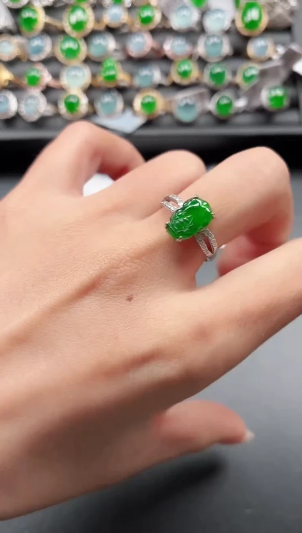 银S925镶嵌戒指翡翠11