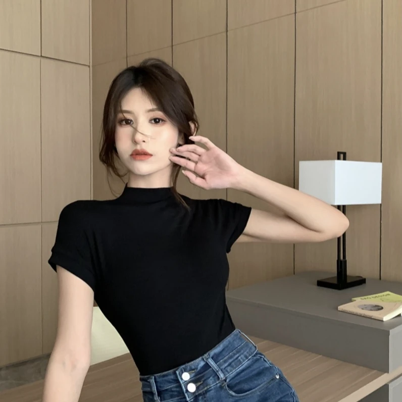 511 夏季新款香家时尚百搭印花领口短袖T恤女